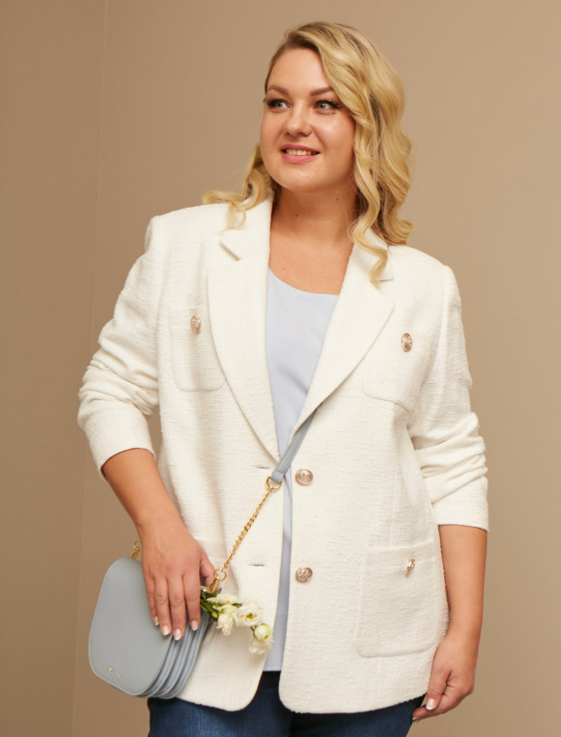 жакет белый карманы